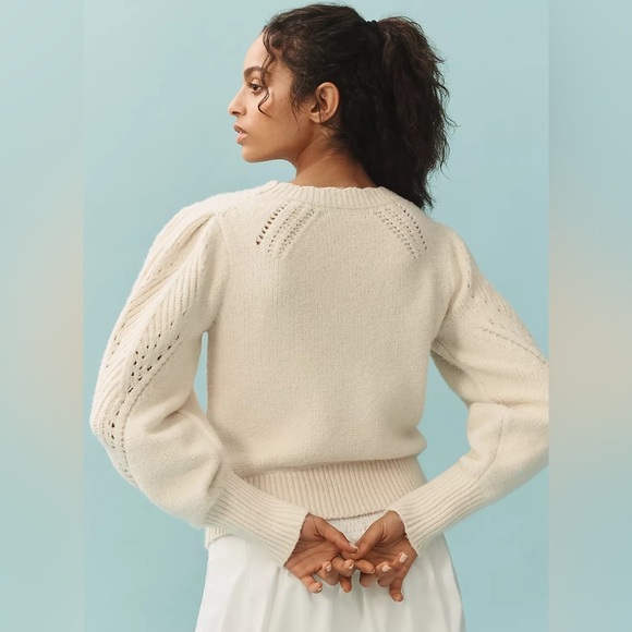 NWT! By Anthropologie Scalloped Collar Sweater in Ivory - Size 3X 🪑 - Picture 7 of 14